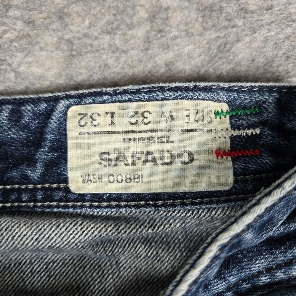 Diesel Safado Jeans Mens 32x32 Blue Good Distressed Oil Splatter Wash